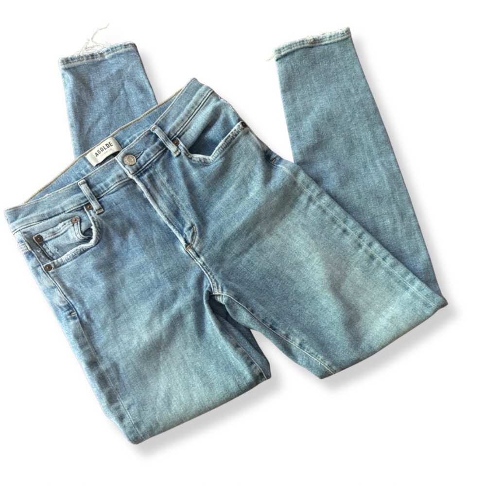 AGOLDE “Sophie” Jeans – Size 27 – Light Wash Distressed Hem 👖